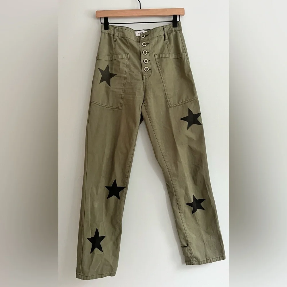 Pistola Tammy Star Trousers Size 24 Green Black - Picture 3 of 13